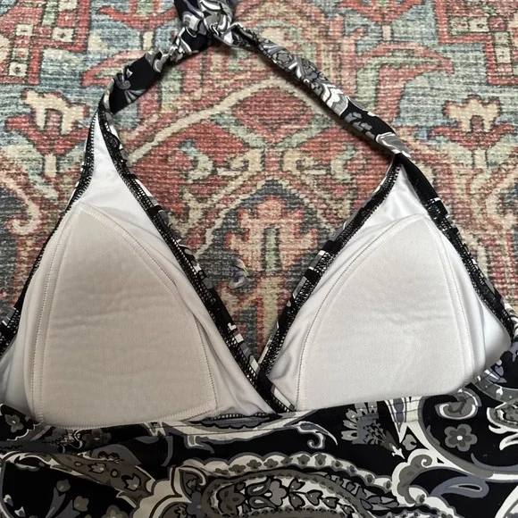 Lands' End Swimsuit Tankini Set  Black /Gray Paisley‎ Size 4 Top 6 Bottom - Picture 5 of 6